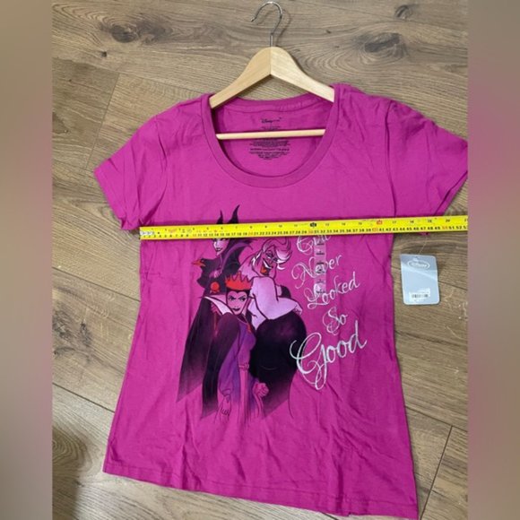 BNWT Disney Store Villains “Evil Never Looked So Logo” T-Shirt Sparkly Purple L - Picture 5 of 7